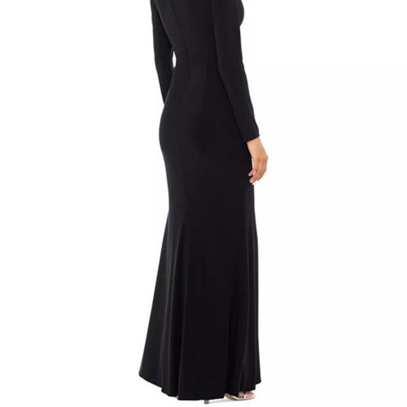 Xscape Black Nude V-Neck Long Sleeve Gown - Picture 5 of 6